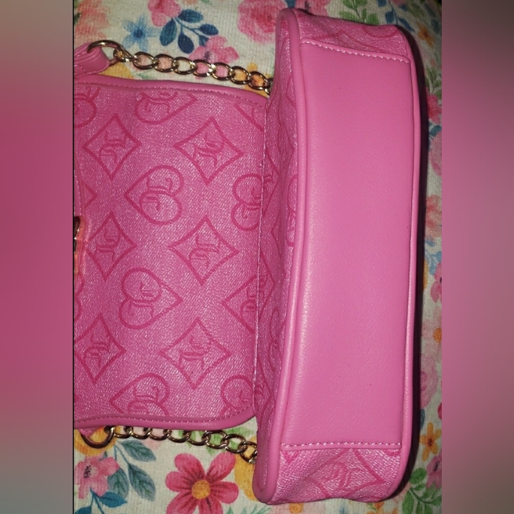 Retro Juicy Couture Pink Kentucky Derby Precious Moments Flap Shoulder Bag - Picture 8 of 9